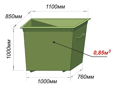 Контейнер для мусора объём 0,85 м3