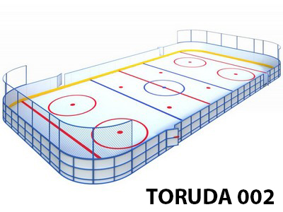 Хоккейная площадка из стеклопластика TORUDA 002 R-3,0 м (ограждение за воротами Н-1500 мм) - вид 1