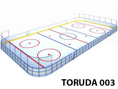 Хоккейная площадка из стеклопластика TORUDA 003 R-3,0 м (ограждение за воротами Н-1500 мм)