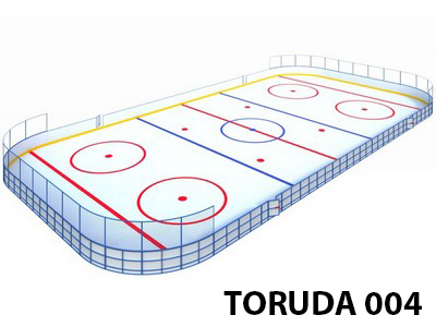 Хоккейная площадка из стеклопластика TORUDA 004 R-5,0 м (ограждение за воротами Н-1500 мм)